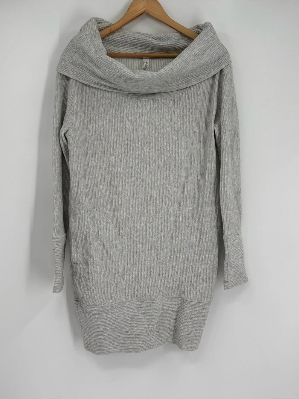Lululemon Along the Way Cozy Ribbed Dress Mini Grey Mock Neck Knit Size S